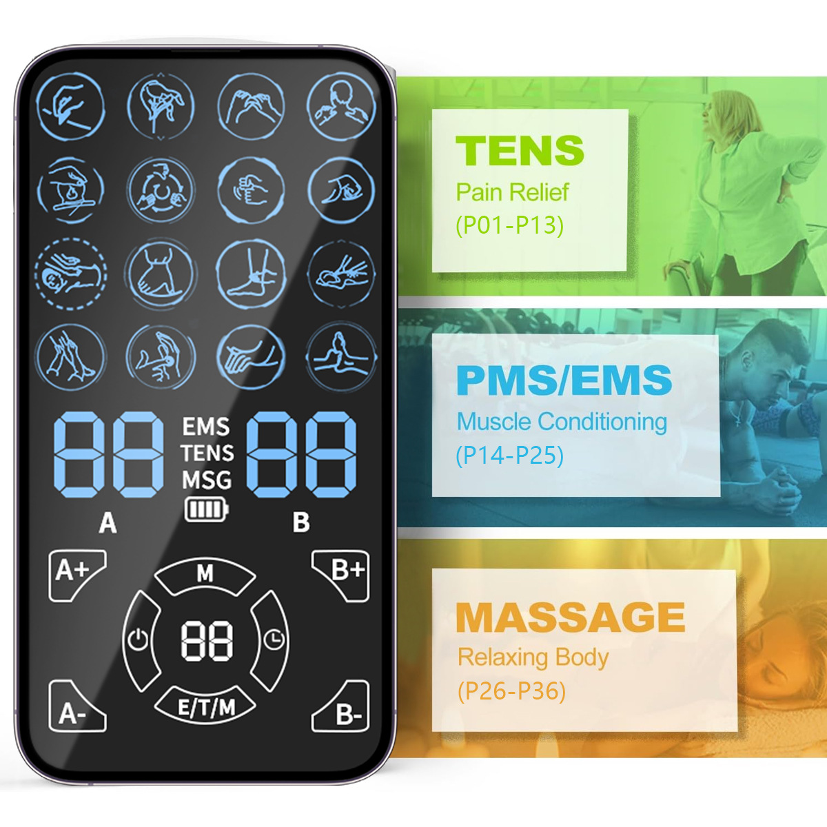 Tens Pain Relief Unit - Aparelho TENS EMS para Alívio da