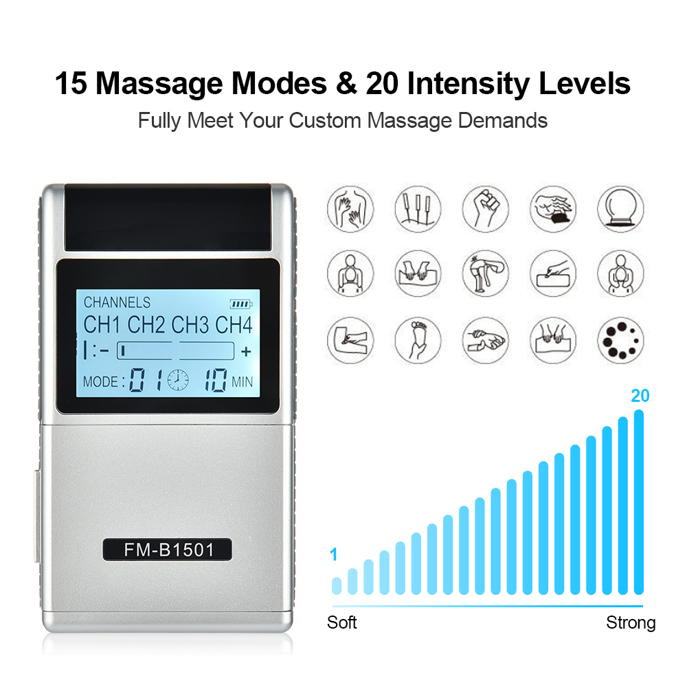 8 almofadas de eletrodo 15 mod - Tens Pain Relief Unit avaliação e preço
